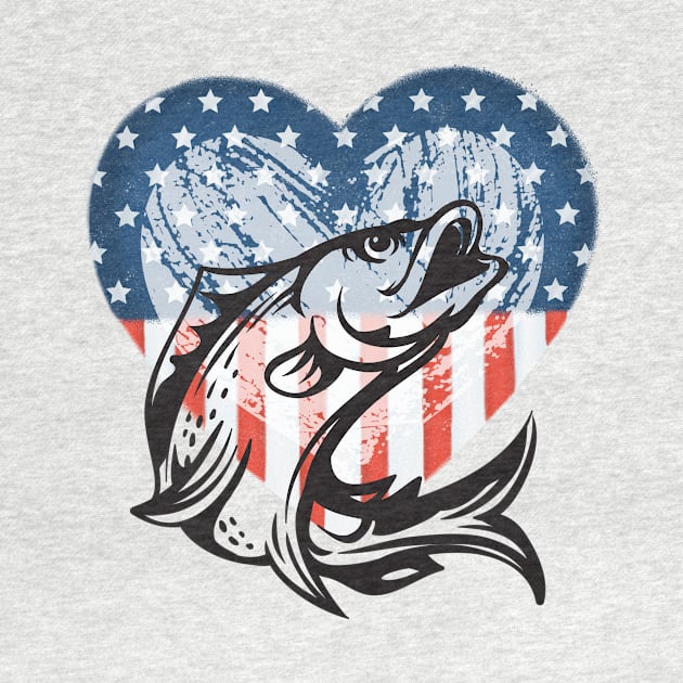 America Loves Bass Fishing (patriotic Heart + bass) by PersianFMts